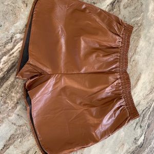 Tan Leather Shorts